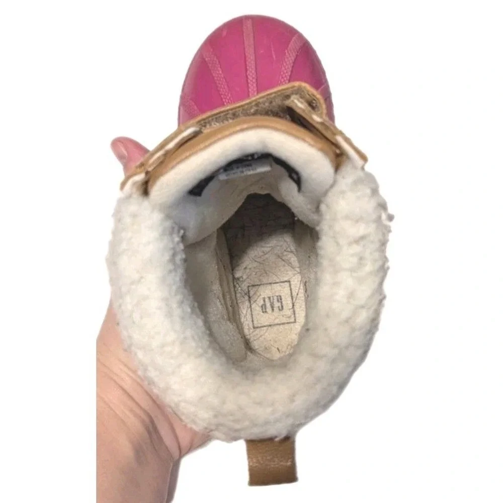 Gap Kids Girl 7/8T Waterproof Duck Boots 3M Thinsulate 200g Hook Loop Brown Pink